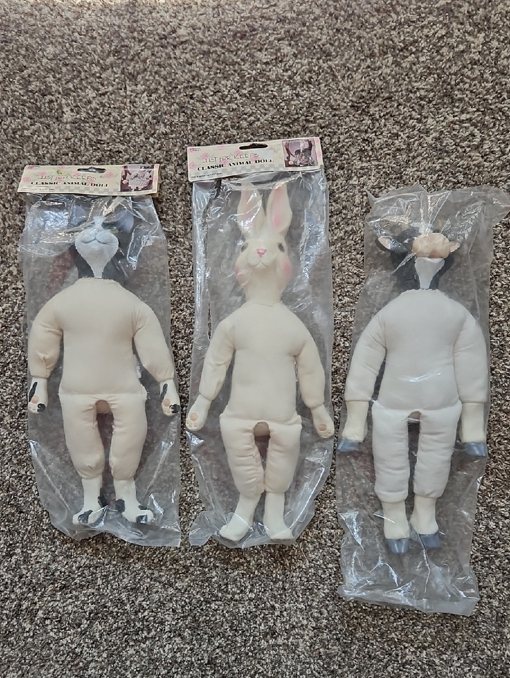 Softbody Animals Bunny, Cat, &  Cow Crafting Doll Just for Keeps Classics